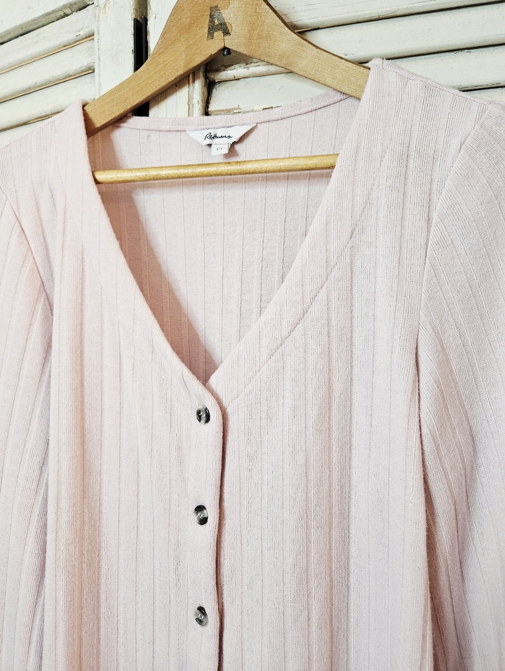 Reitmans Soft Pink Ribbed Cardigan With Balloon Sleeves Small - Picture 3 of 9
